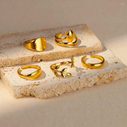 Wedding ringen roestvrij staal geometrische ring goud kleur open verstelbare vinger 2024 trend mode esthetische sieraden anillos mujer