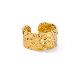 Wedding ringen roestvrijstalen lava open ringen voor vrouwen goud kleur eenvoud verstelbare bruiloft ring sieraden accessoires 2024 nieuwe anillos