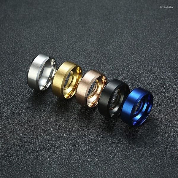 Anillos de boda anillo de hombre de acero inoxidable 8 mm Banda masculina clásica Confort de comodidad Tamaño de joyería 6 7 8 9 10 11 12 13 13