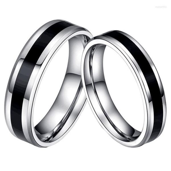 Anillos de boda Anillo de acero inoxidable Diseño simple Pareja Unión Joyería 4 mm 6 mm Ancho Compromiso para hombres y mujeres Regalo exquisito Wynn22