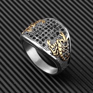 Trouwringen Rvs Ringen Schorpioen Ingelegd Edelstenen Trendy Mannen Cool Ring voor Vriend Vriendje Sieraden Gift Groothandel 230726