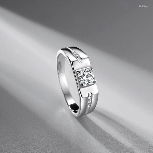 Bagues de mariage en argent sterling plaqué or blanc simulation dominatrice pour hommes bague Moissanite conception unique bijoux tendance simples