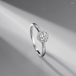 Trouwringen Sterling zilveren kleurring platina vergulde simulatie moissaniet sneeuwvlok vrouwelijke microset zirkoon eenvoudige sieraden