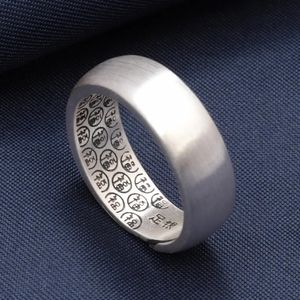 Anneaux de mariage Sterling Silver Ring 999 Silver Plain Retro Retro Face Bénédiction Bijoux ajusté Bijoux et femmes Ring 231222