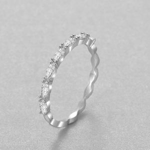 Anneaux de mariage en argent sterling S925 demi-cercle pierre oeil de cheval une rangée bague pour femme or diamant simple avec bracelet