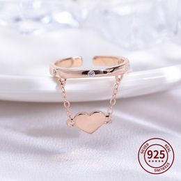 Wedding Rings Sterling Silver Women's Jewelry Tassel Love Ring Zirkon Rose Gold Crystal Hand Hoogwaardige juweliers