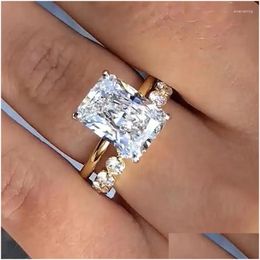 ALLAGES DE MARIAGE SUPPRIMANCE RADIANT CUT STERLING SIER BRIDAL Set Golden Tone Sparking créé Gemstone Diamonds Engagement Bijoux Gift DHK2H
