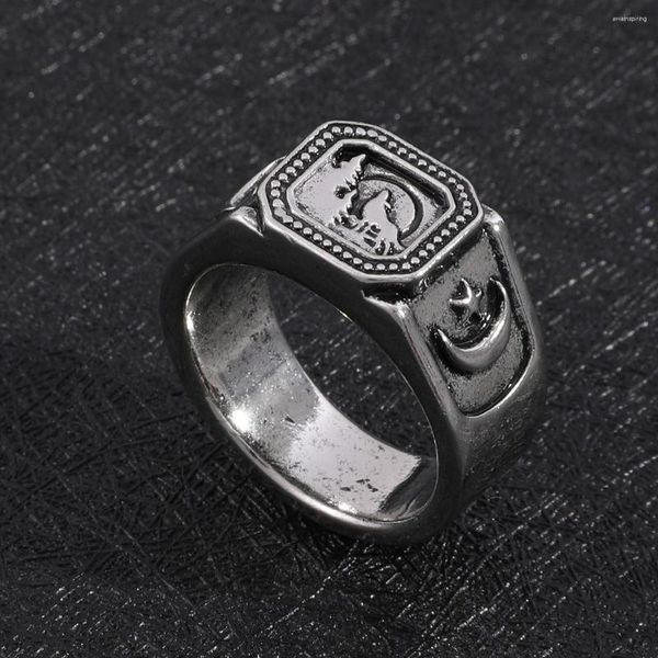 Anneaux De Mariage Style Alliage Loup Carré Anneau Hommes Hiphop Tendance Bijoux Vintage Irrégulier Partie En Métal Cadeau Cool