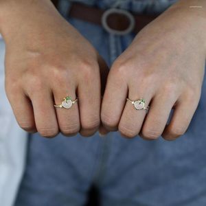 Anneaux de mariage été bague de fruits bijoux avec cristal vert blanc pavé Ting bande or couleur doigt pour les femmes dame pile cadeau