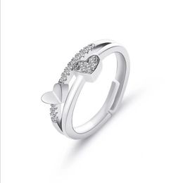 Wedding Rings Sweet Romantic Fashion Zirkon Heart To Open Beautiful Bride's Engagement JewelryWedding