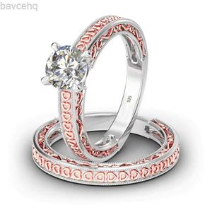 Anneaux de mariage Szjinao réel 925 en argent Sterling 1.2ct Moissanite pierres précieuses bague de mariage pour les femmes éternité Couple étincelles diamant ensemble de bijoux 24329