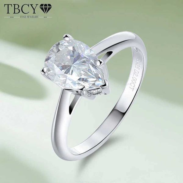 Anneaux de mariage TBCYD 2CT PEAR CUT RING MISSANITE POUR FEMMES 925 STERLING SILPE DROP DIAMOND SOLITAIRE RING BAND DE MARIE