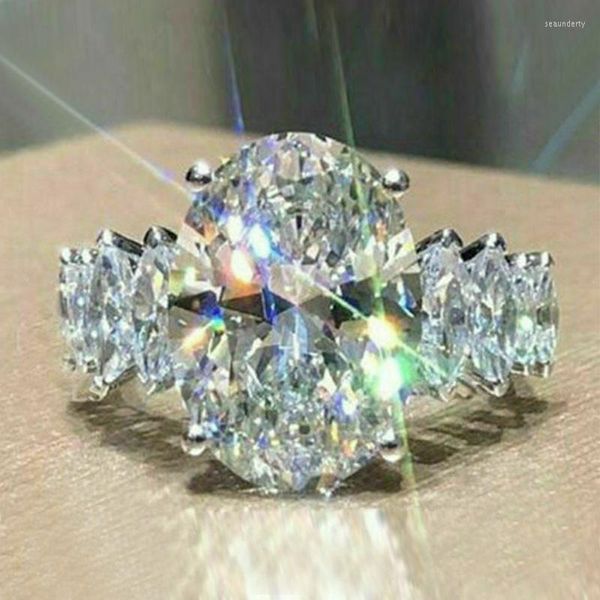 Anneaux De Mariage Tempérament Femmes Bandes Anneau Éclat Grand Ovale Zircon Cubique Autour De 8 Marquise Pierre Roman Conception De Mariée De Luxe Bijoux