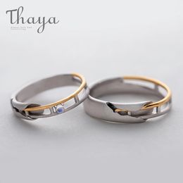 Trouwringen Thaya Train Rail Design Maansteen Lover Ringen Goud en Hol 925 Zilver Elegante sieraden voor vrouwen Edelsteen Zoet Cadeau 231218