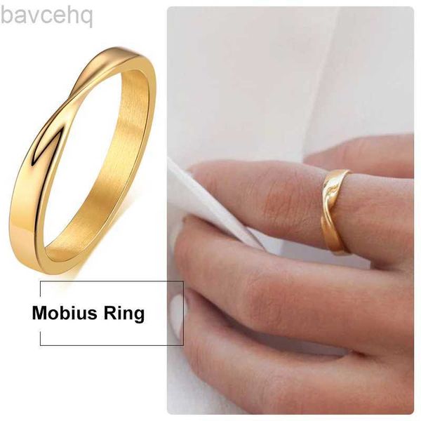 Anillos de boda finos de 3 mm para mujer Mobius Ring Charm Acero inoxidable Twist Mobius Wedding Ring Infinite Love Gitfs 24329