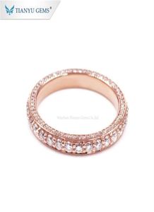 Wedding Rings Tianyu Gems 10K14K18K Rose Gold voor vrouwen Volledige Sparkle Round Diamond Engagement Band Aangepaste Fine Jewelry 2208265571050