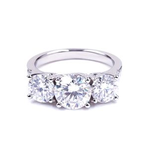 Wedding Rings Tianyu Gems 3 Stones White Gold 14K18KPT950 Women 3.28CTW Ronde Cut Moissantie Diamonds verlovingsring sieraden 220826