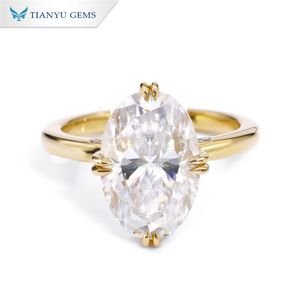 Trouwringen Tianyu Gems 93x14mm Oval Cut Diamonds Engagement D VVS Vrouwen 10k 14k 18k Geel goud Aangepaste Ring 231128