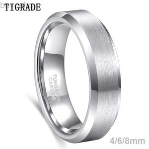 Trouwringen Tigrade 4/6/8mm Unisex Ring Zilver Kleur Geborsteld Wolfraamcarbide Ringen Voor Vrouwen Paar trouwring Mannen Anels Dropshipping 24329