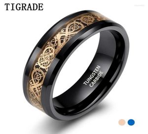 Wedding Rings Tigrade 8mm Zwarte Tungsten Carbide Men Ring Celtic Dragon Inlay Band voor mannelijke Anel Masciulino Bague Luxe sieradenwe2870764