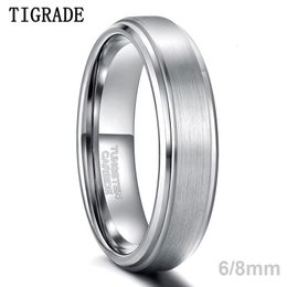 Trouwringen Tigrade wolfraamcarbide ring voor man bruiloft verlovingsband 6/8 mm zilverkleur merk klassiek ontwerp gravure ringen maat 15 230831