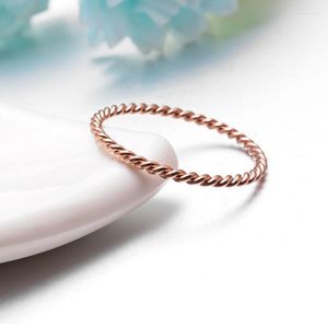 Wedding Rings Titanium staal Rose Gold Color Women Simple Twist Band Tail Ring Gift Party Sieraden Maat 4-9 EDWI22