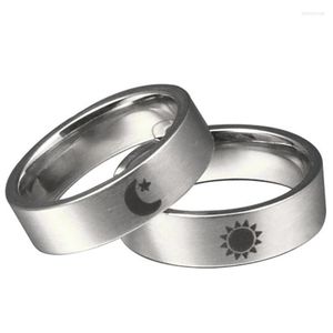 Wedding Rings Titanium stalen zon en maanbelofte Ring voor paar coole verloving vrouwen mannen BFF Valentijnsdag cadeau