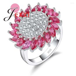 Anneaux de mariage Top Quality Big pour les femmes 925 STERLING Silver Fashion Flower Cumbic Zircon Finger Bijoux