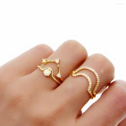 Anneaux de mariage TOP qualité femmes élégantes bijoux bague ensemble de 4 pièces Cz opale de feu gemme minimaliste délicat dames empilant des cadeaux mignons