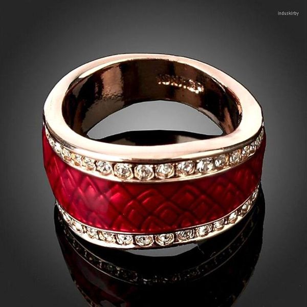 Anneaux de mariage Top qualité émail cristal femmes Cocktail doigt charme belle mode bijoux Anel Bague Bijouterie