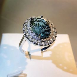 Trouwringen Top Shining Natuurlijke Brazilië Groene Kristal Ring Sieraden Echt 925 Sterling Zilveren Ketting Fijn 231005