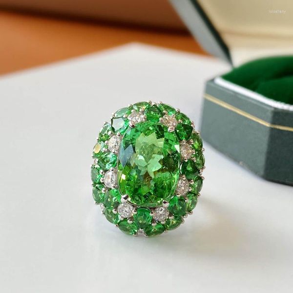 Trouwringen Trend Luxe Ring Inlay Glans Groene Kubieke Zirkoon Hoge Kwaliteit Ovale Sieraden Voor Vrouwen Engagement AccessoriseTrouwringenWeddin