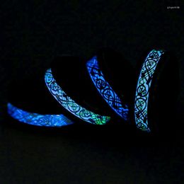 Trouwringen Trendy Blauwe Kleur Gloeiende Lichtgevende Zwarte Draak Mannen Vrouwen Rvs Fluorescerende Ring Aneis Charm Sieraden Groothandel