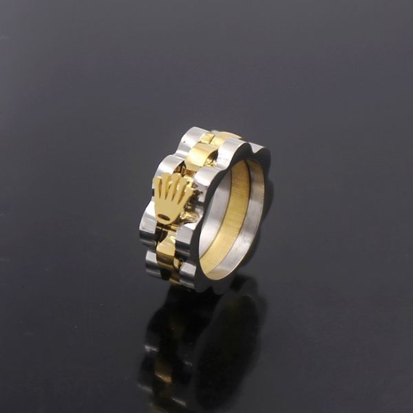 Anillos de boda, cadena de Color dorado a la moda, anillo de corona de acero inoxidable para hombres, fiesta de lujo, pareja, anillo masculino, accesorios de joyería 230718