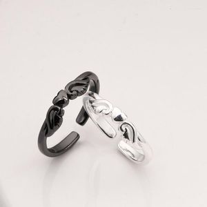 Anneaux de mariage à la mode dame argent plaqué femme accessoires breloque aile bague noire pour femmes bijoux Vintage cadeau d'anniversaire