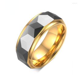 Anneaux de mariage à la mode losange coupe hommes tungstène bague couleur argent or ton bandes multi facettes dôme femmes hommes bijoux