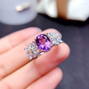 Anneaux de mariage à la mode remorquage ton plaqué marguerite ouverture pour les femmes brillent violet CZ pierre incrustation bijoux de mode charmant cadeau de fête