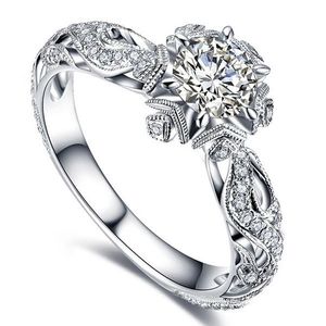 Wedding Rings Trendy Women Metal Silver Color Zirkon Crystal Princess voor Charm Bridal Party Engagement Sieraden Gift