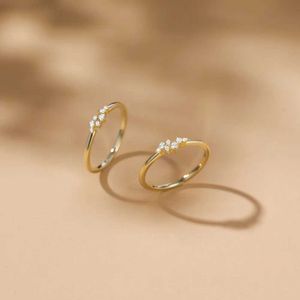 Wedding Rings Trumium 1,5 mm 925 Sterling Silver 14K Goud vergulde CZ Wedding Ring Dainty Stackable Cubic Zirconia Betrokkenheid Q0514