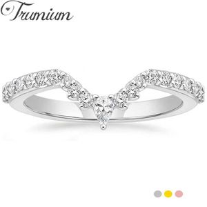 Anneaux de mariage Trumium Womens Ring Poire en forme d'empilable de zircone en zircone semi-éternelle CZ Curve Engagement Q240511