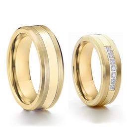 Anneaux de mariage Bague en tungstène pour ses et ses amoureux Alliance 1 paire d'anneaux de mariage classiques en or pour hommes et femmes anniversaire 231020