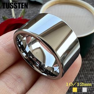 Anneaux de mariage TUSSTEN 12MM de large brillant grand anneau pour hommes anneau brillant tungstène extrémités plates et polies pour un ajustement confortable