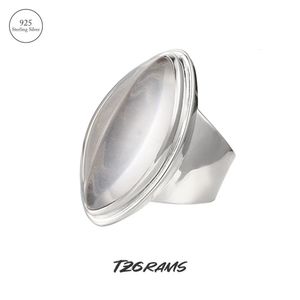 Anneaux de mariage TZgrams 925 bague en argent Sterling clair Quartz pour les femmes cristal blanc lisse plaine géométrique grandes bagues de déclaration bijoux à la mode 231218