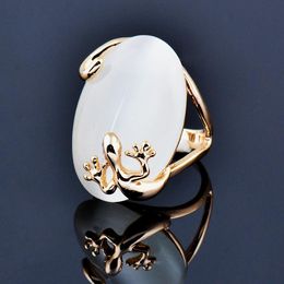 Anneaux de mariage Design unique Big Opal Ring pour femmes Rose Gold Couleur Gecko en forme d'animal Vintage Bijoux ZD1 LK7Wedding