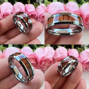 Trouwringen Uniek juweel 6 mm 8 mm drop Tungsten carbide ring vrouwen mannen trendy gepolijste aanpassing hout verlovingsband