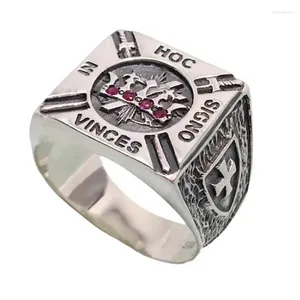 Anneaux de mariage Unique Lucky Anel Free Knights Templar Ring en acier inoxydable avec des pierres maçonniques bijoux faits à la main cadeau taille américaine