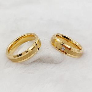 Bagues de mariage assorties uniques pour les couples amoureux, bijoux de styliste à deux tons, bague en carbure de tungstène plaqué or