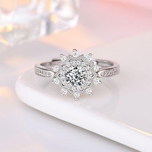 Anneaux de mariage UUNICO 2023 bague de flocon de neige Moissanite créative bague de diamant européenne et américaine ouverture réglable bagues pour dames.