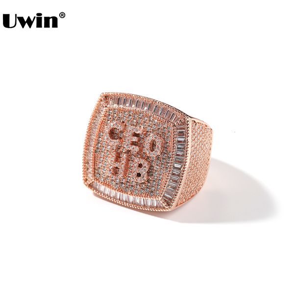 Anneaux de mariage UWIN Lettres personnalisées Bague pleine glacée Zircone cubique Nom personnalisé Party Hommes et femmes Mode Hiphop Bijoux 221121