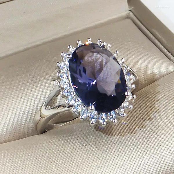 Anneaux de mariage cadeaux de saint valentin Zircon vente en gros bijoux de bague en cristal bleu de mode